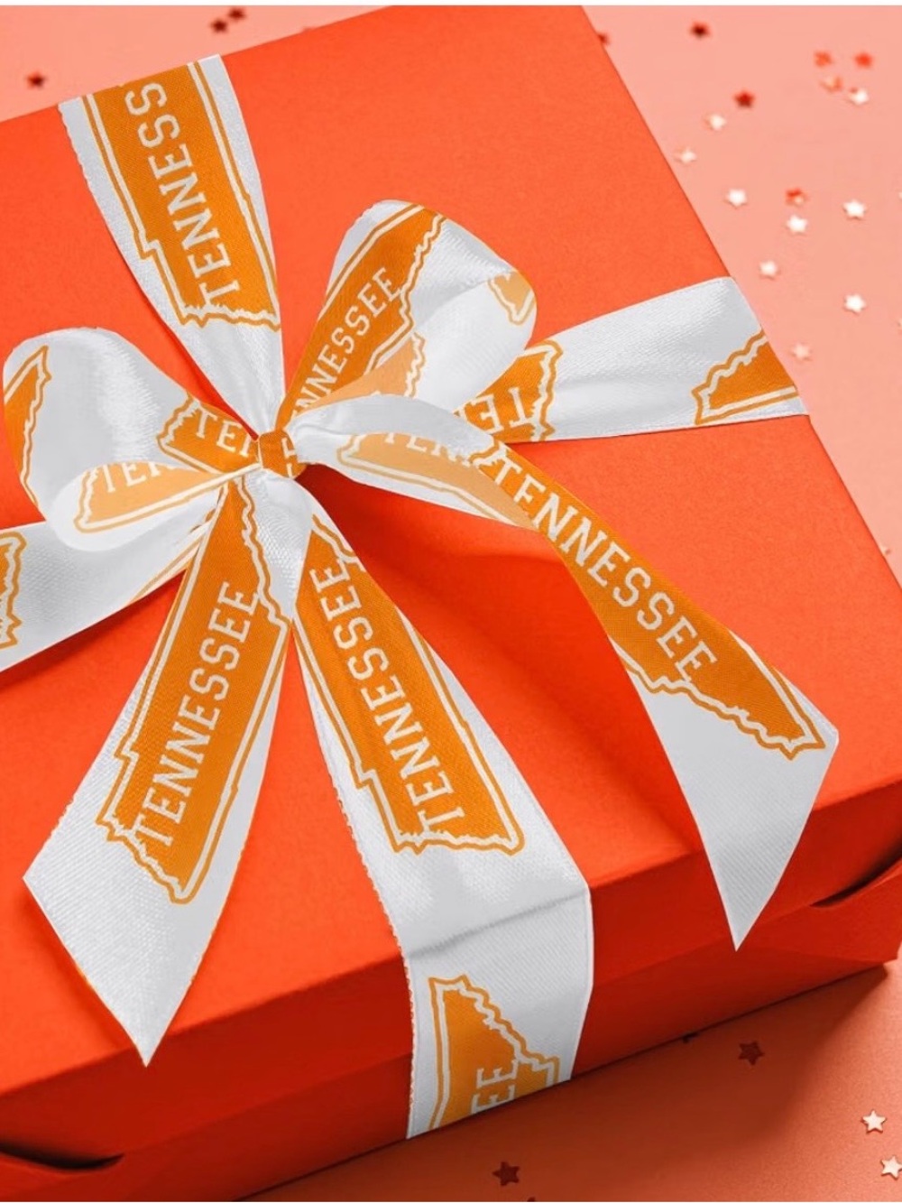Tennessee Printed White & Orange Gift Ribbon Bow - Home Party Supplies